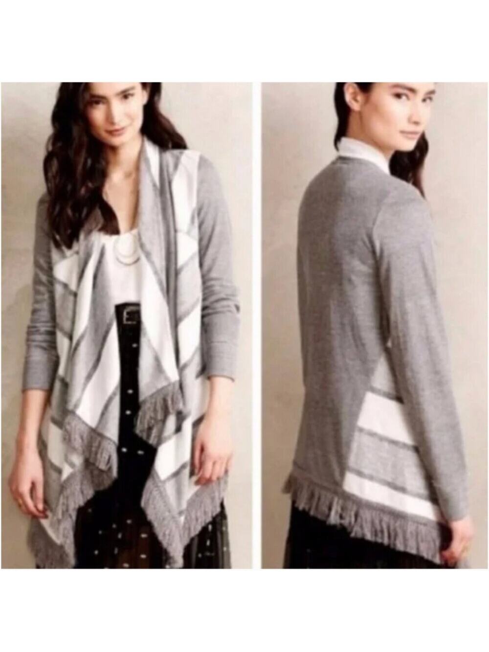 Anthro Saturday Sunday Elise Grey Striped Cardigan